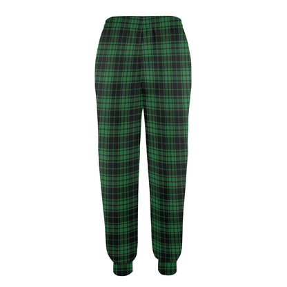 Green Tartan Plaid Pattern Women's Casual Track Pants