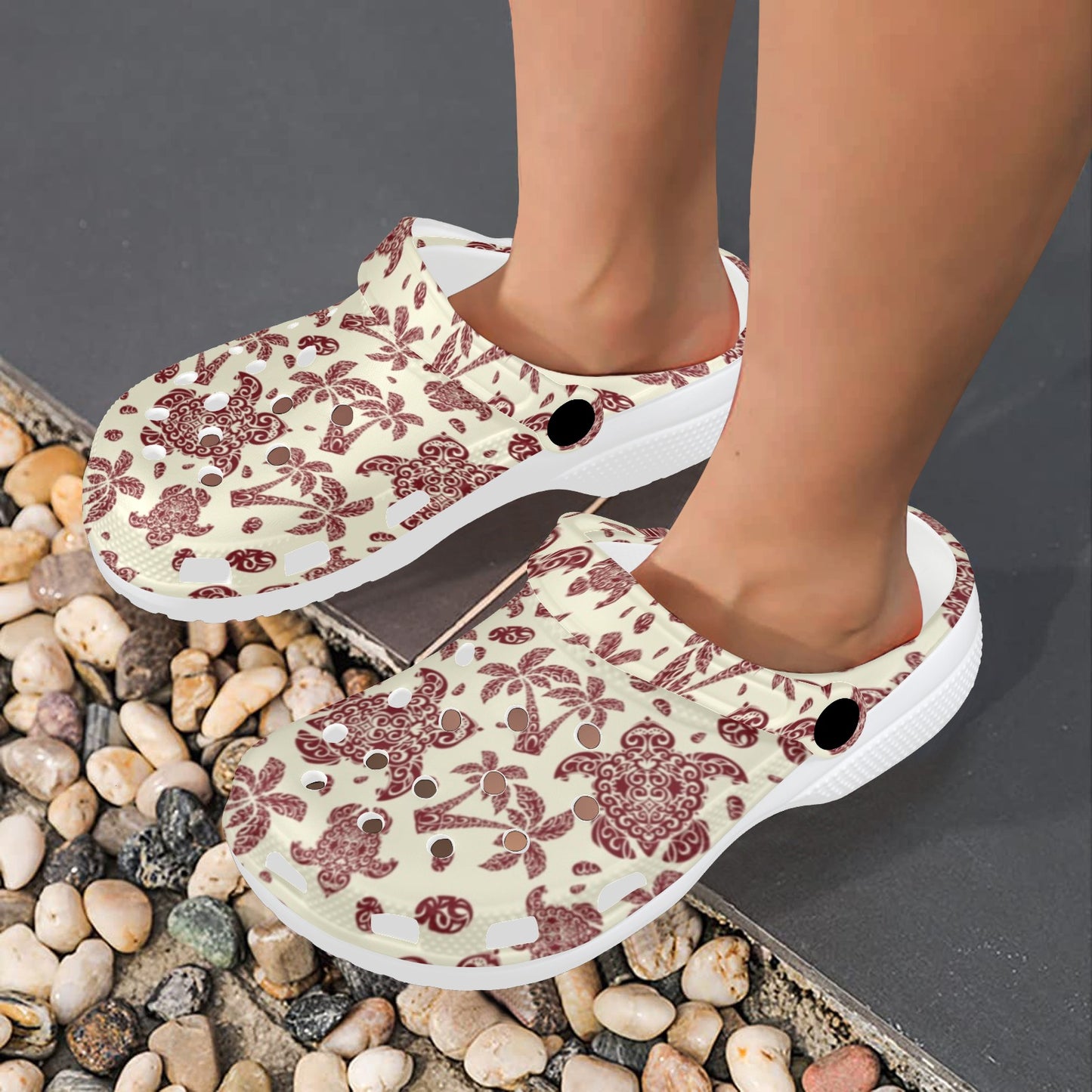 Polynesian Tattoo Turtle Themed Unisex Clogs Shoes