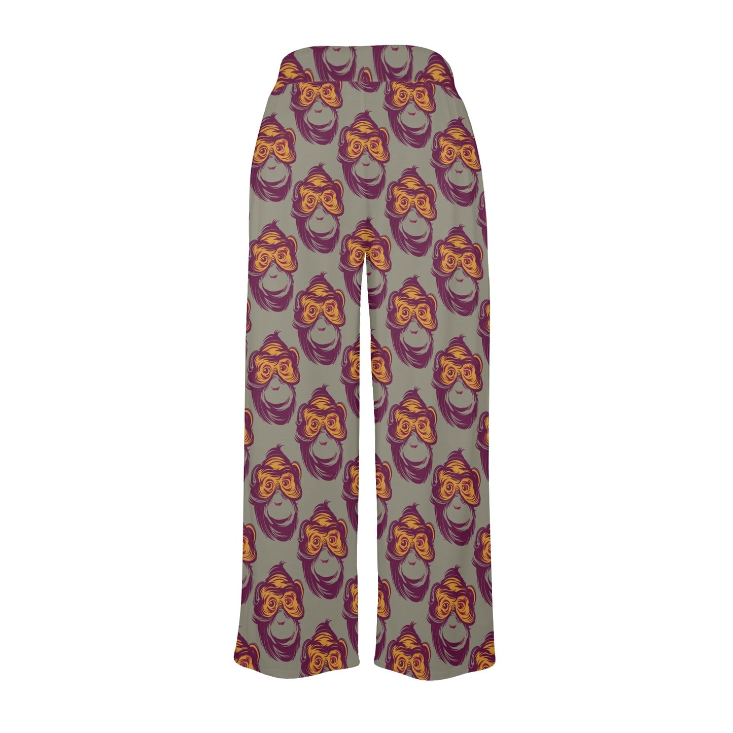 Chimpanzee Pattern Print Design 02 Women's Wide Leg Lounge Pants
