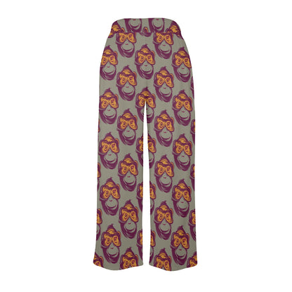 Chimpanzee Pattern Print Design 02 Women's Wide Leg Lounge Pants