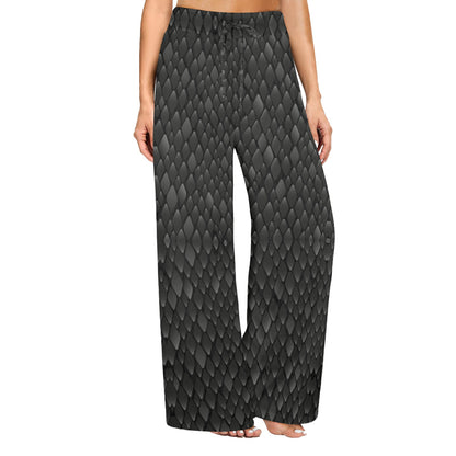 Snake Skin Black Print Women's Wide Leg Lounge Pants