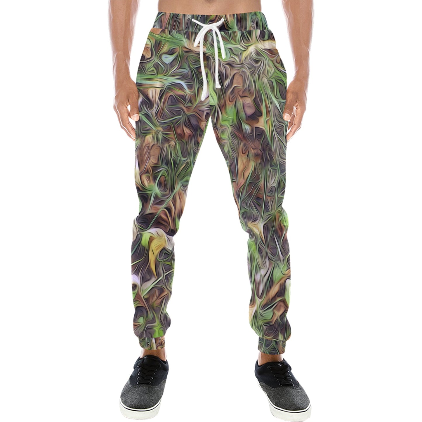 Camouflage Realistic Tree Print Men's Sweatpants