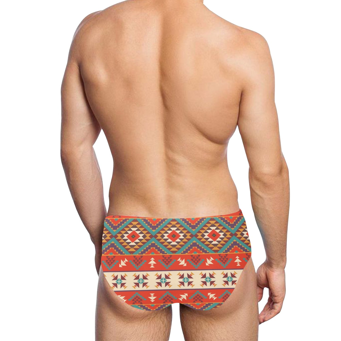 Aztec Red Print Pattern Men's Swimming Briefs