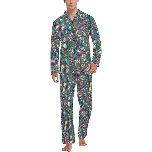 Science Print Design LKS304 Men's Long Pajama Set