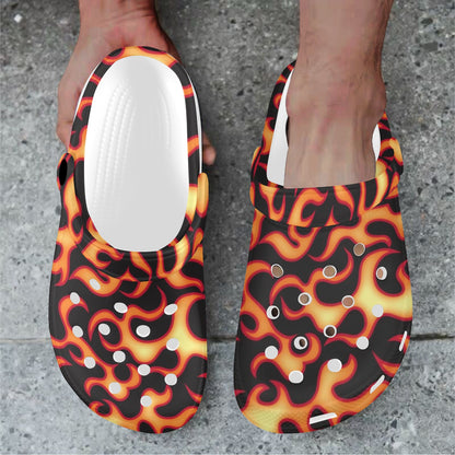 Flame Fire Themed Print Unisex Clogs Shoes