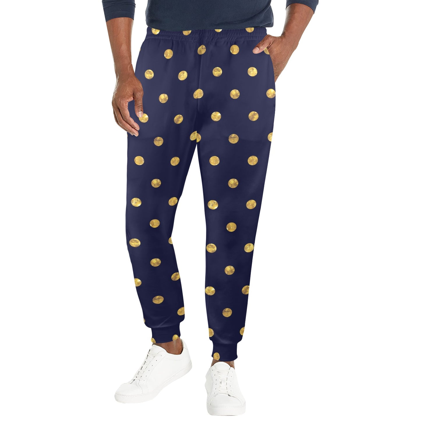 Polka Dot Gold Blue Pattern Print Design 02 Men's Casual Track Pants