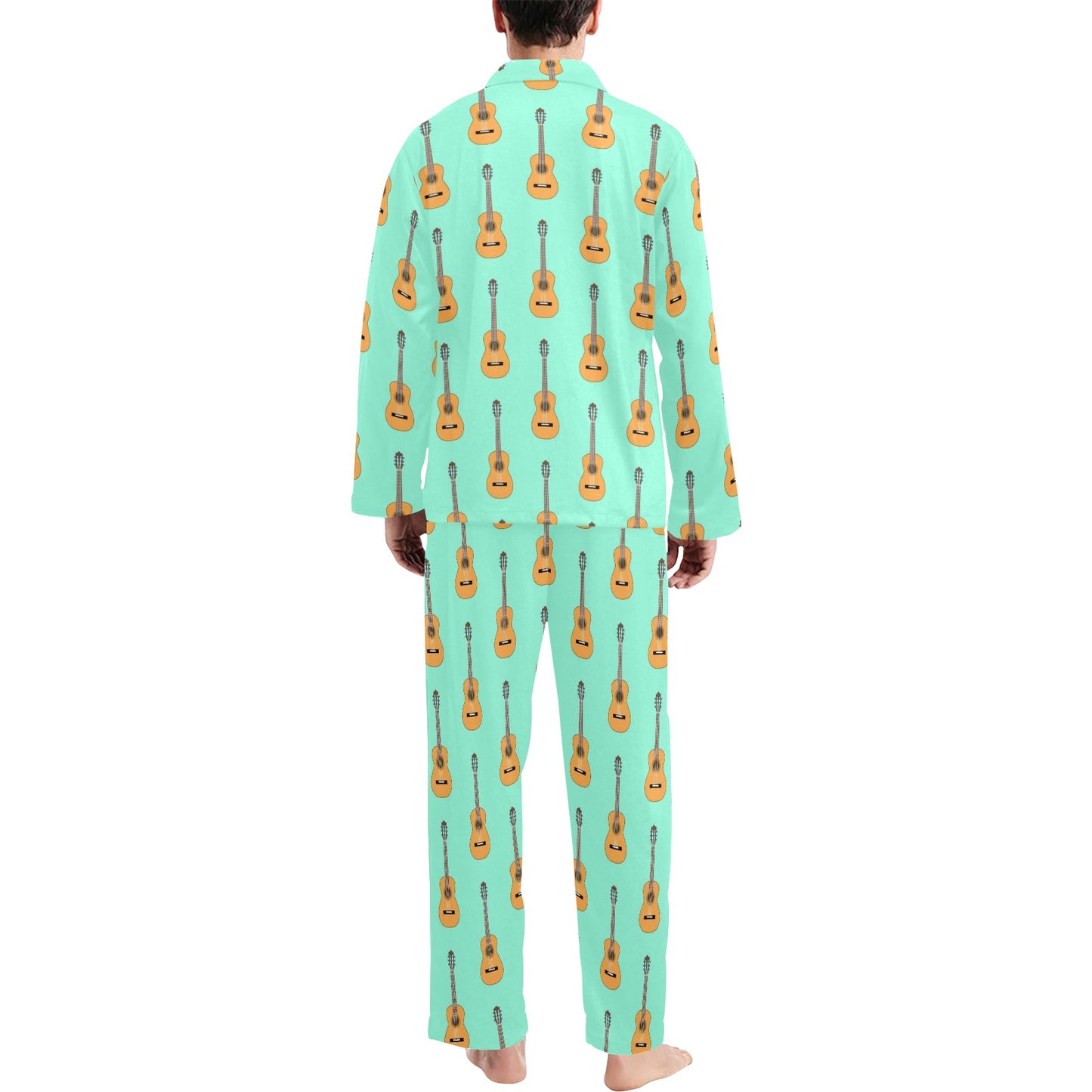 Acoustic Guitar Print Design LKS403 Men's Long Pajama Set