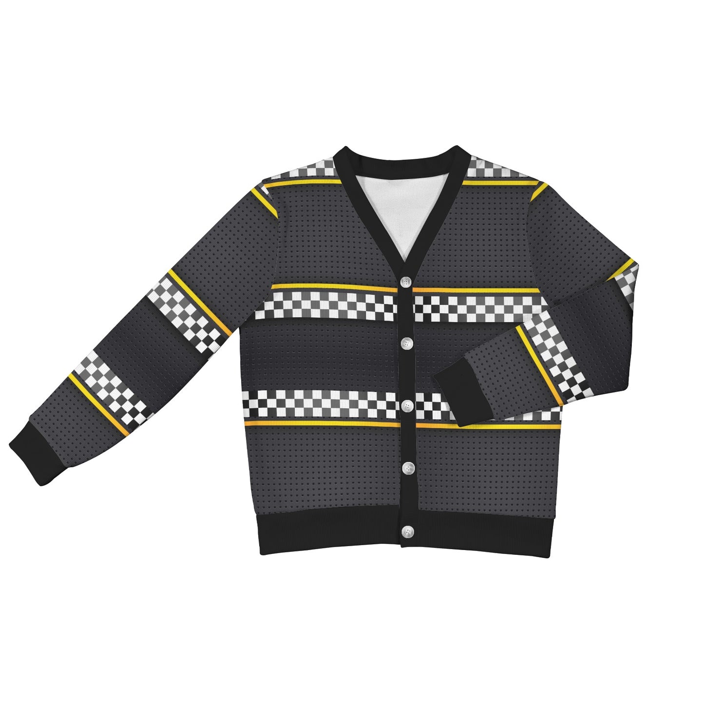 Checkered Flag Yellow Line Style Women's Cardigan