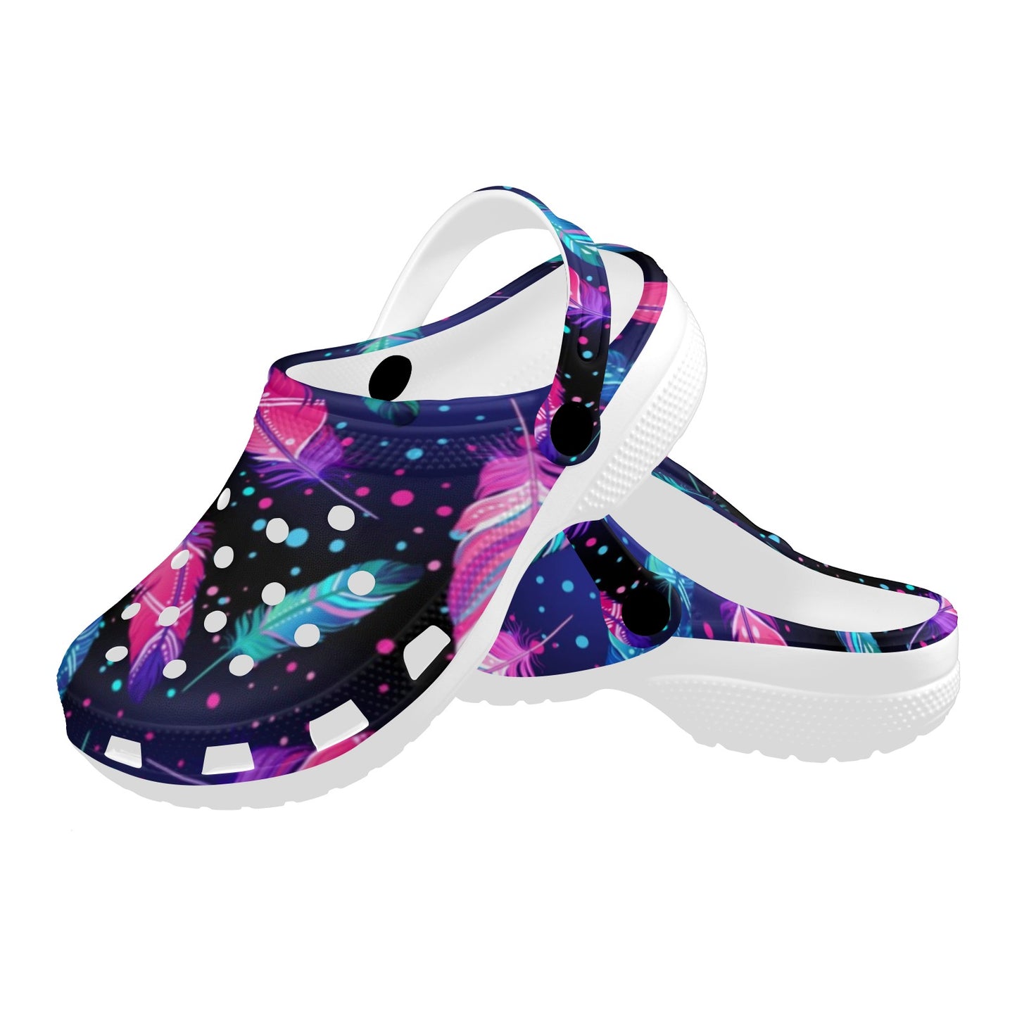 Feather Colorful Boho Design Print Unisex Clogs Shoes