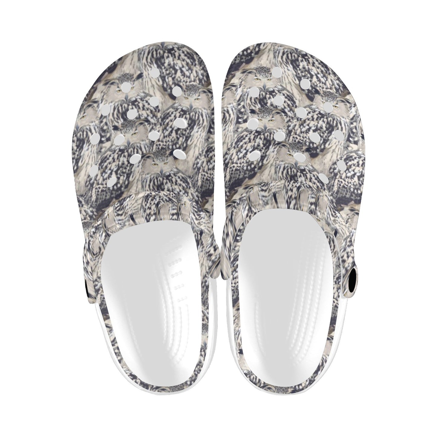 Owl Realistic Themed Design Print Unisex Clogs Shoes