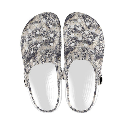 Owl Realistic Themed Design Print Unisex Clogs Shoes