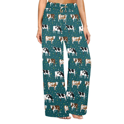 Cattle Print Design LKS404 Women's Wide Leg Lounge Pants