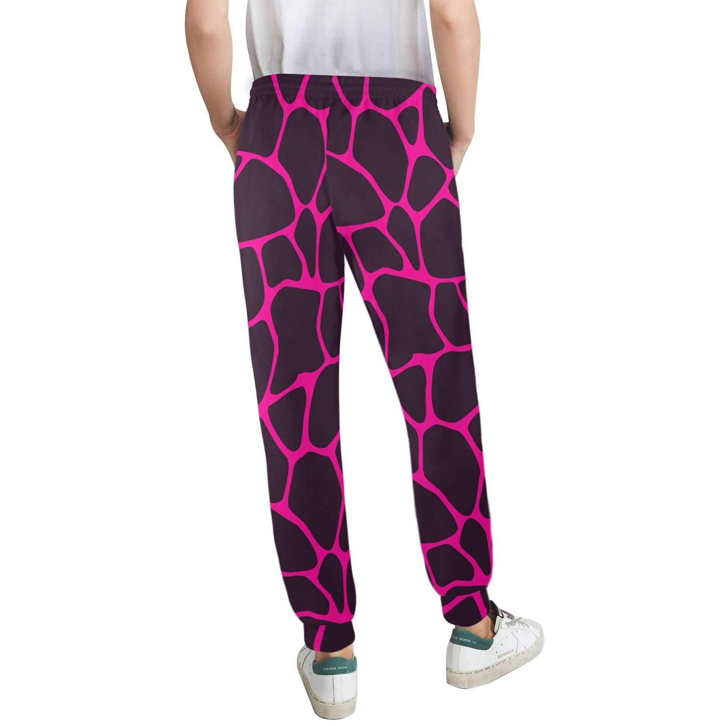 Giraffe Pink Background Texture Print Women's Casual Track Pants