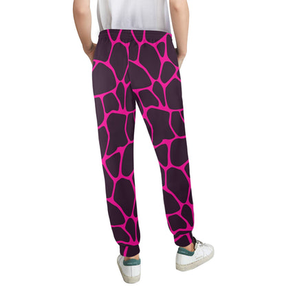 Giraffe Pink Background Texture Print Women's Casual Track Pants