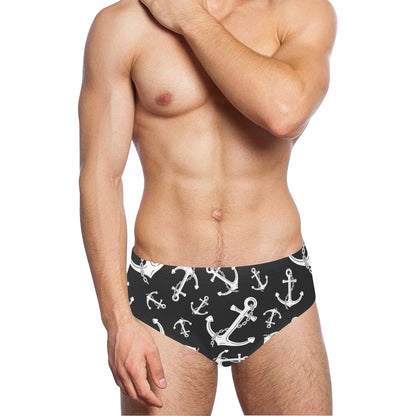 Anchor Black White Men's Swimming Briefs