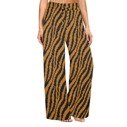 Tiger Knit Skin Zip Up Hoodie Women's Wide Leg Lounge Pants