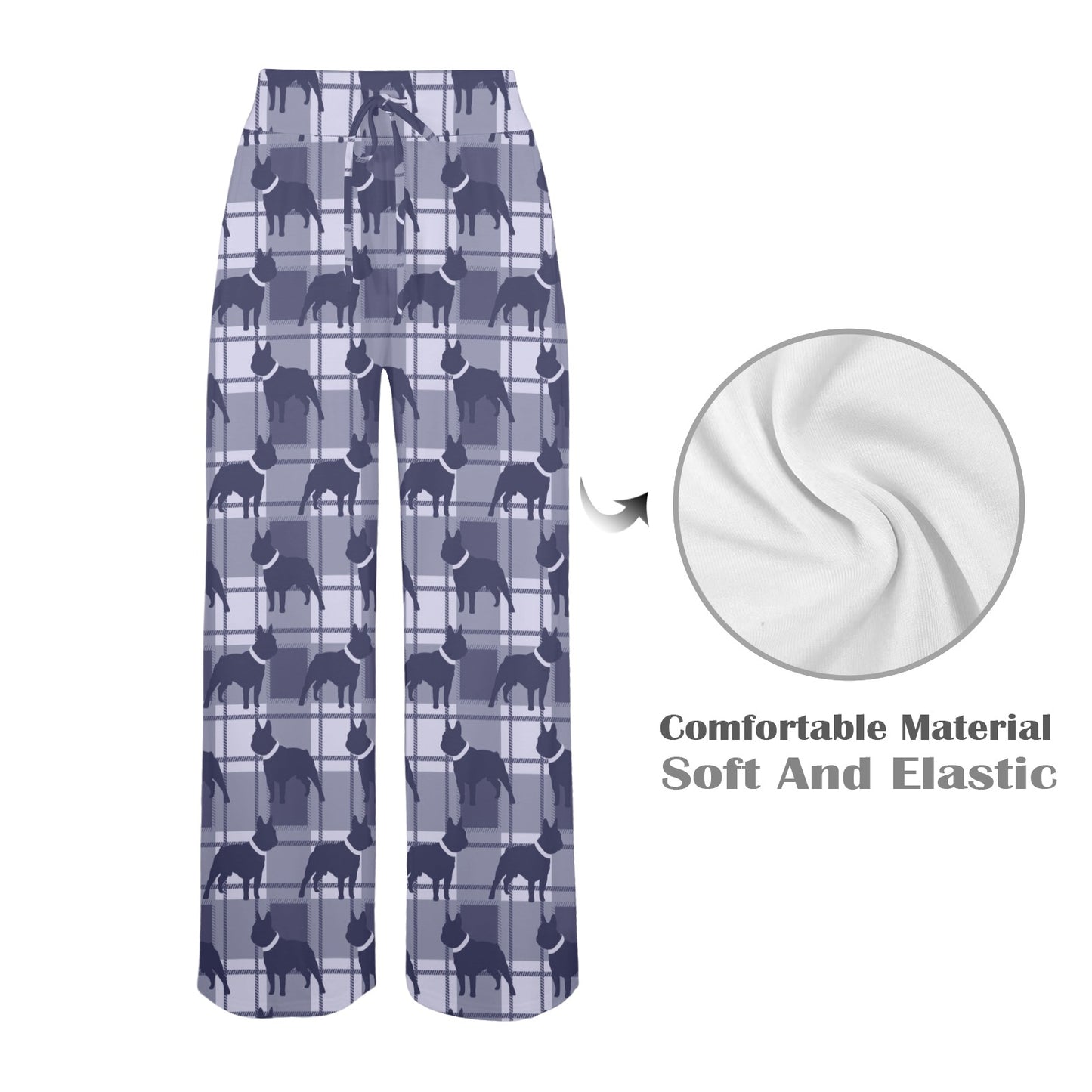 French Bulldogs Design Print Pattern JJ0227 Women's Wide Leg Lounge Pants