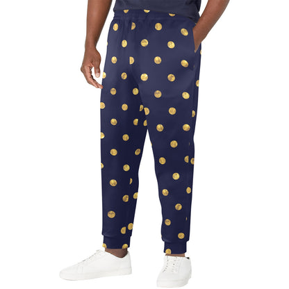 Polka Dot Gold Blue Pattern Print Design 02 Men's Casual Track Pants