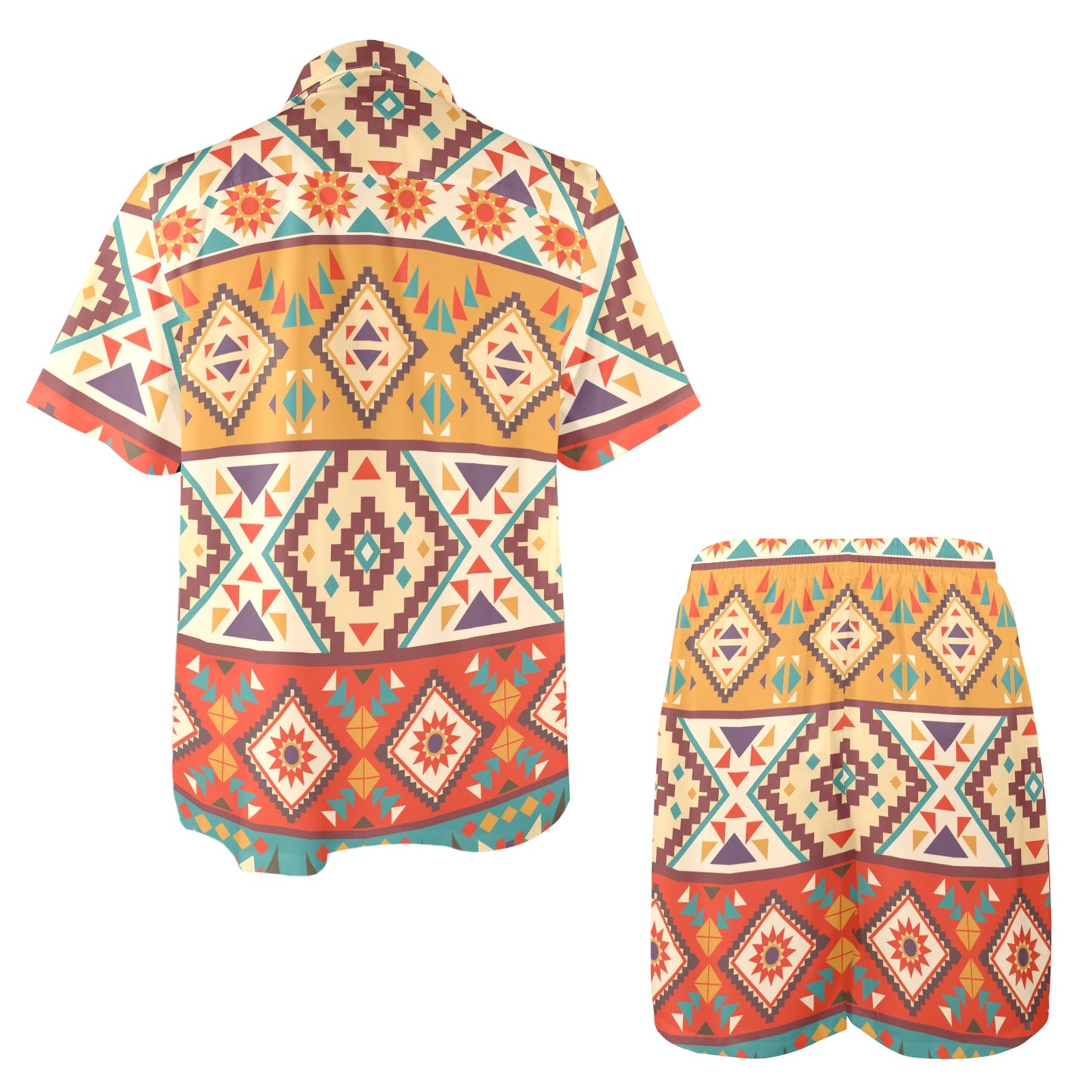 Navajo Pattern Print Design A01 Men's Beach Shirt and Shorts Set