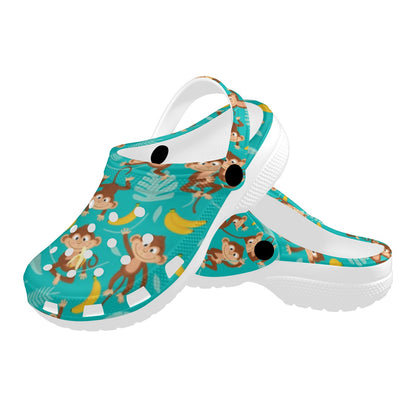Monkey Happy Design Themed Print Unisex Clogs Shoes