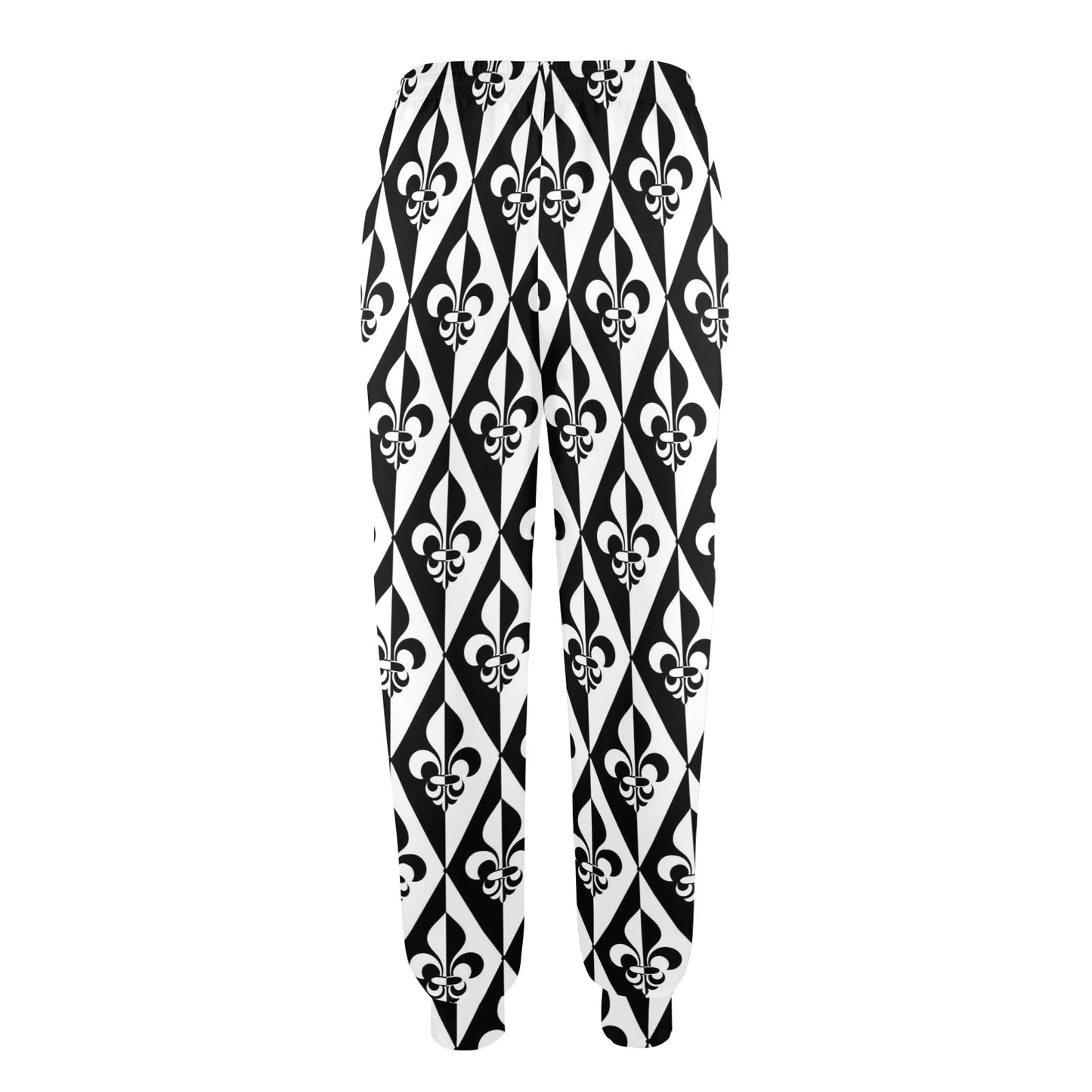 Fleur De Lis Black White Pattern Print Design 02 Women's Casual Track Pants