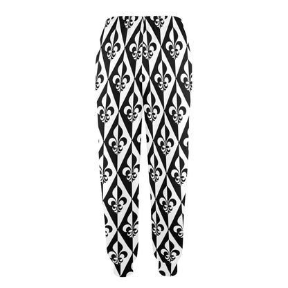 Fleur De Lis Black White Pattern Print Design 02 Women's Casual Track Pants