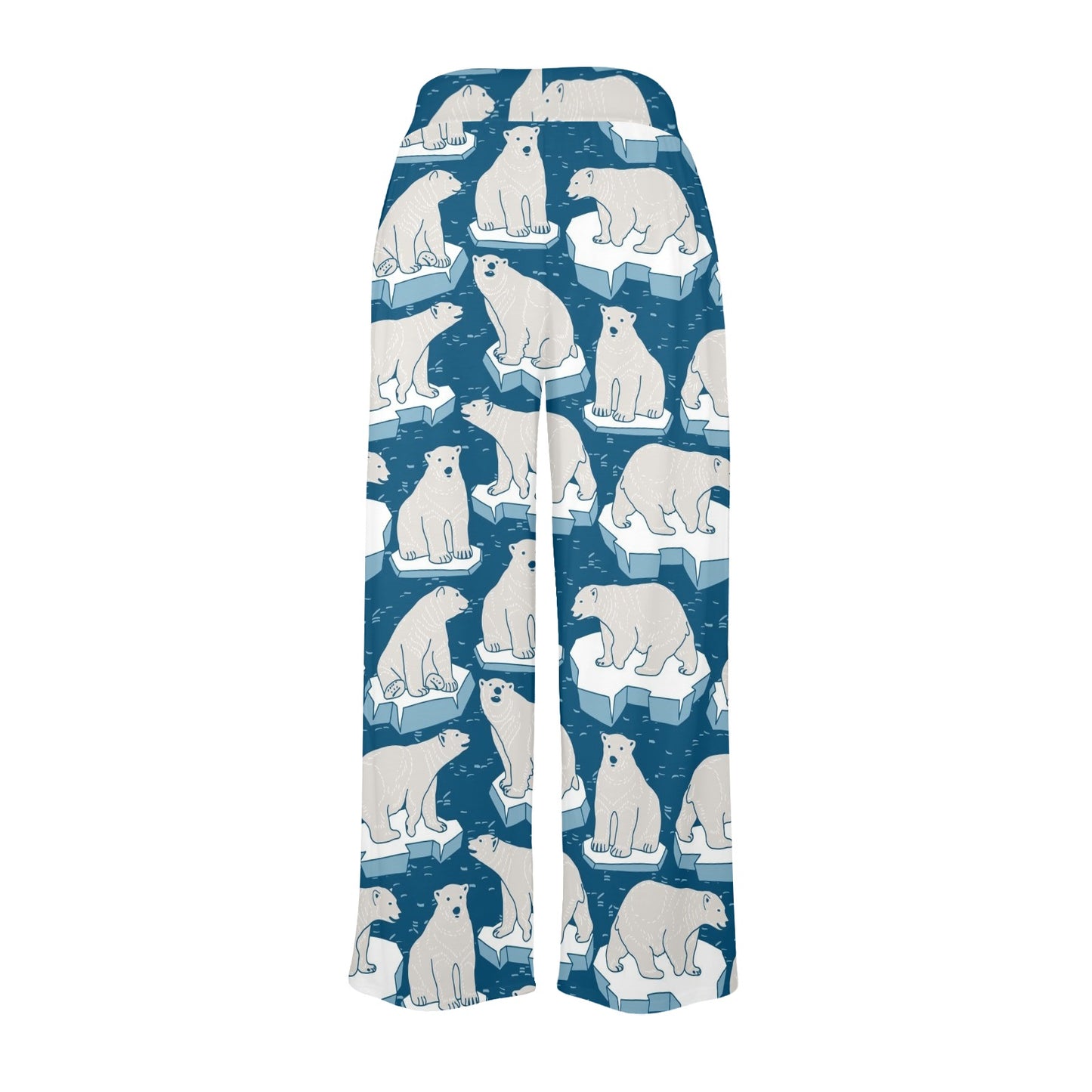 Polar Bear Pattern Print Design PB03 Women's Wide Leg Lounge Pants