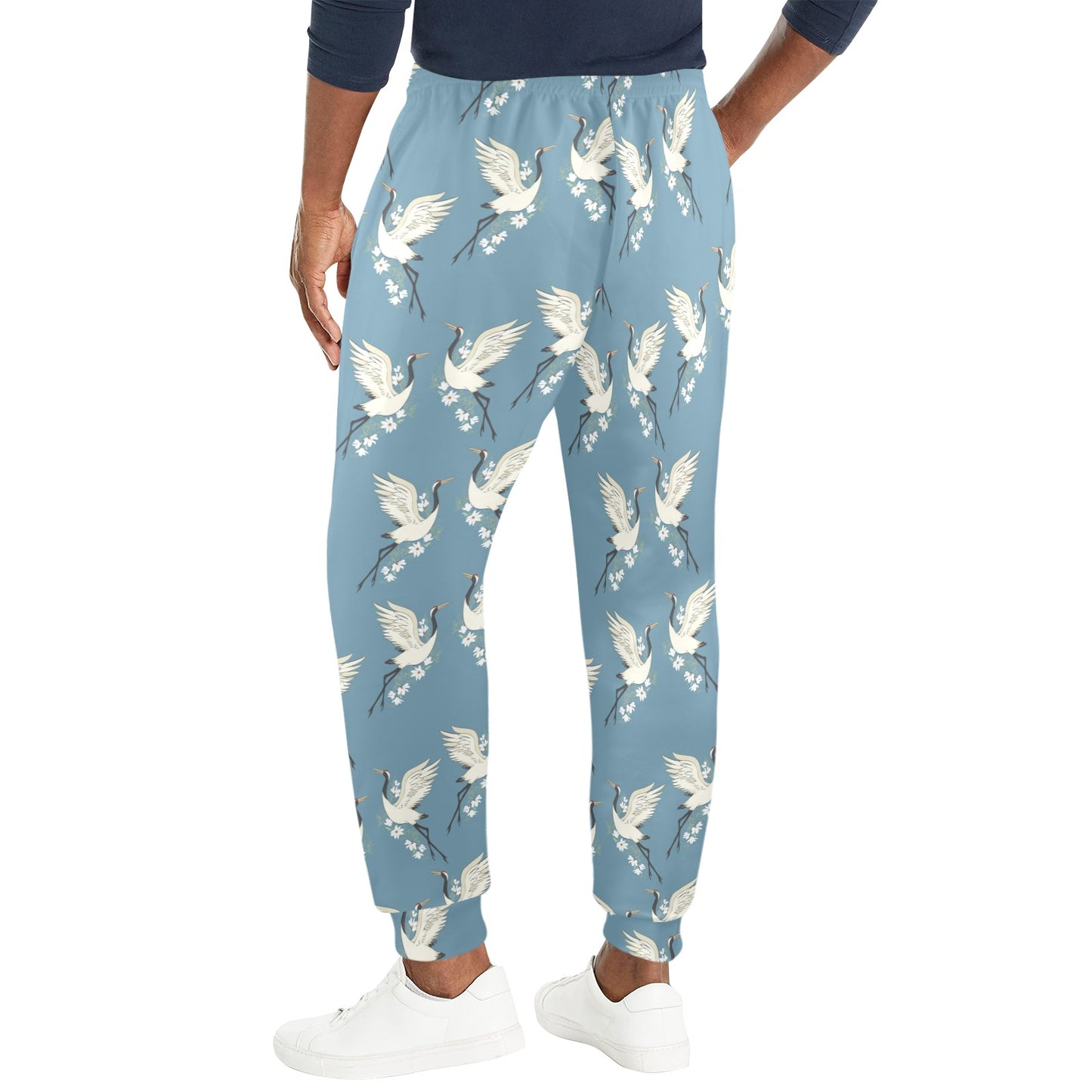 Crane Pattern Print Design 05 Men's Casual Track Pants