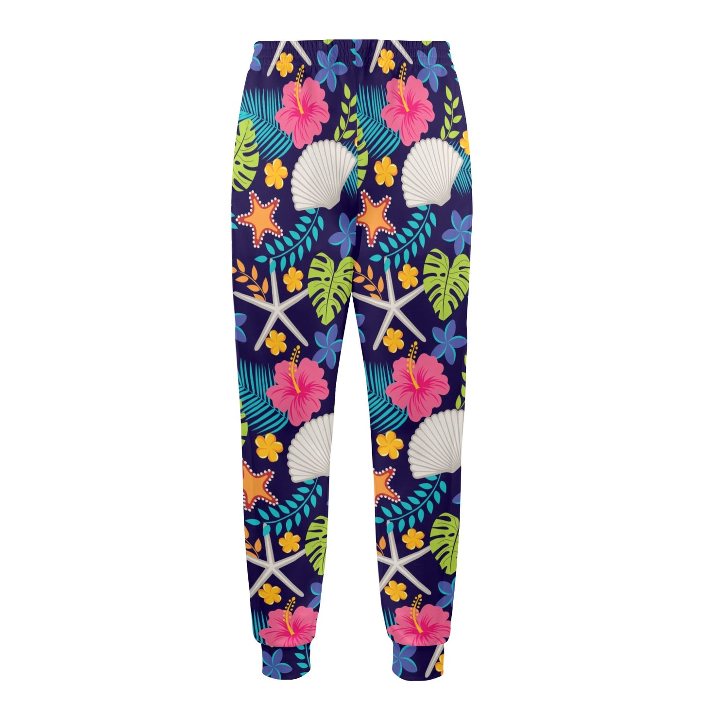 Beach Seashell Floral Theme Men's Casual Track Pants