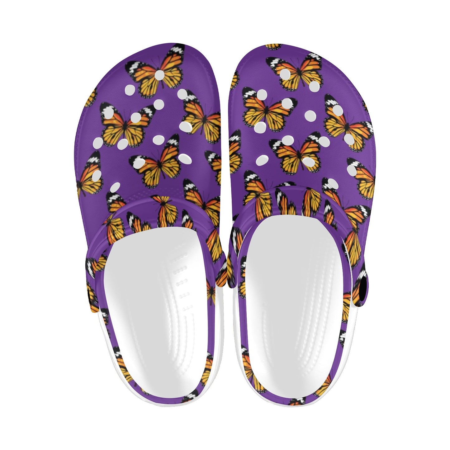 Monarch Butterfly Purple Print Pattern Unisex Clogs Shoes