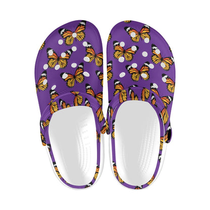 Monarch Butterfly Purple Print Pattern Unisex Clogs Shoes