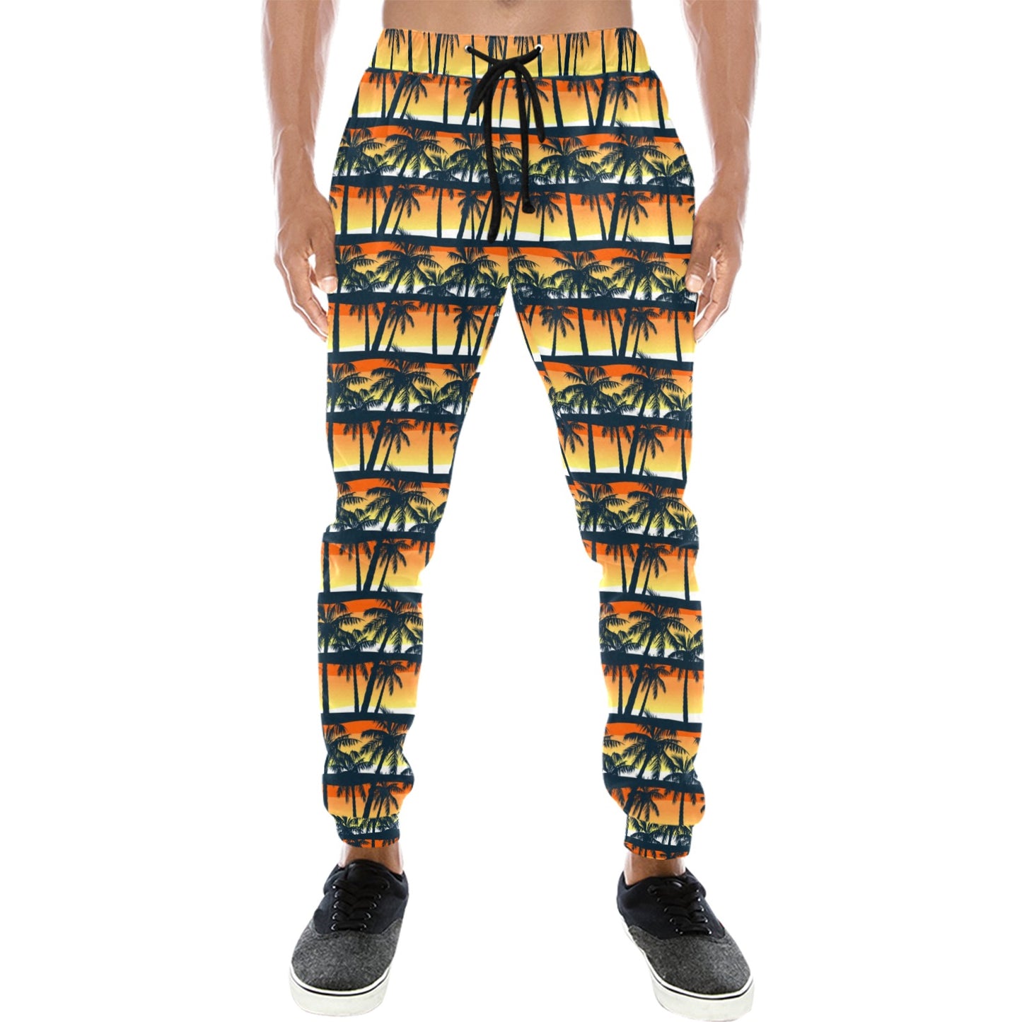 Palm Tree Sunset Design Print Men's Sweatpants