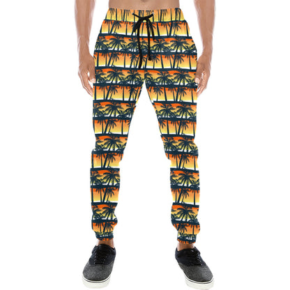 Palm Tree Sunset Design Print Men's Sweatpants