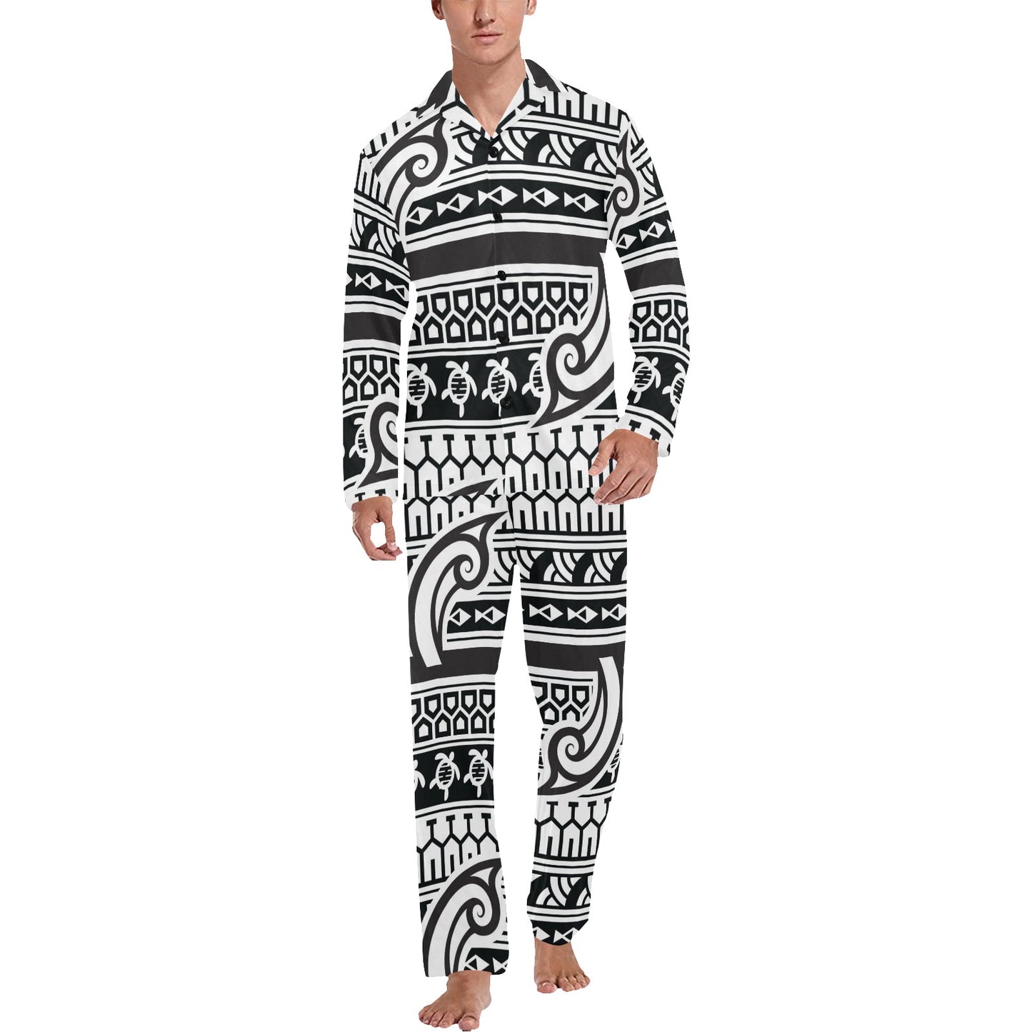 Samoan Style Print Design LKS305 Men's Long Pajama Set