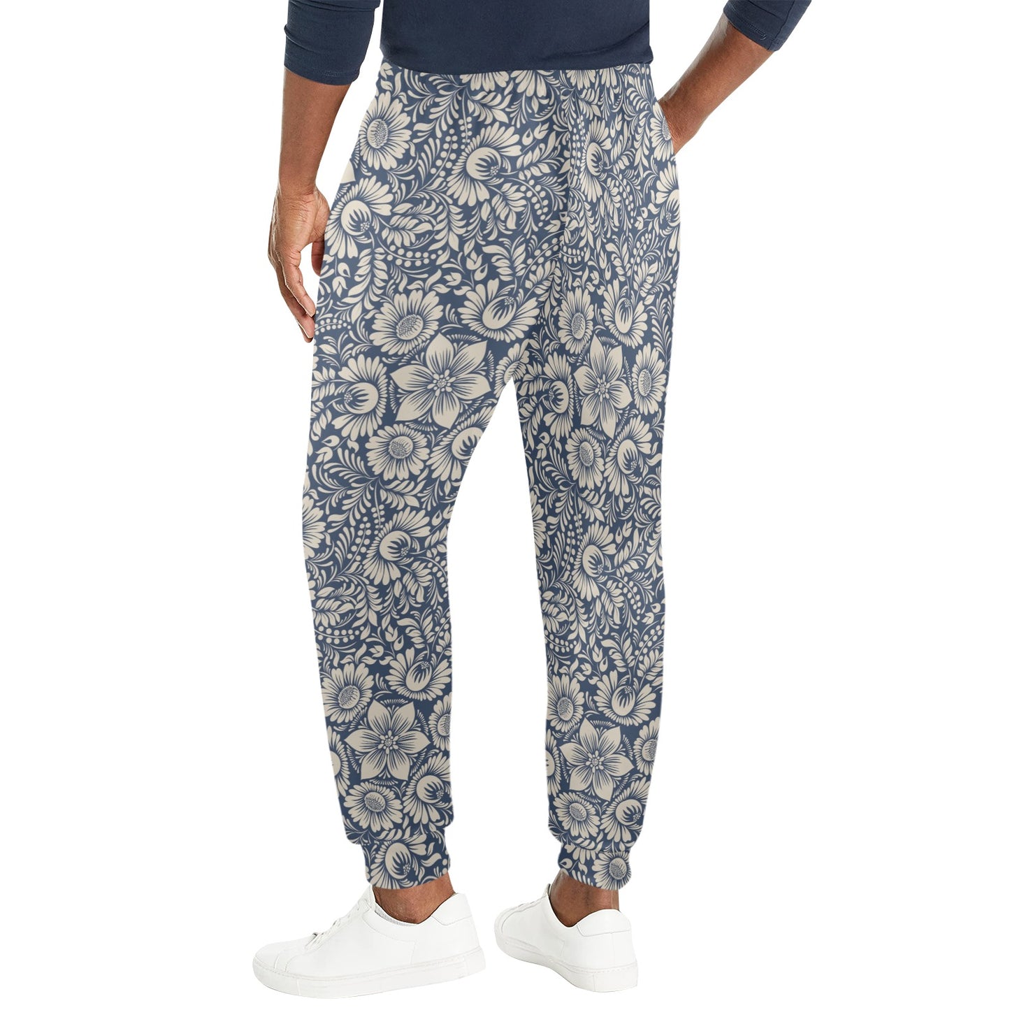 Elegant Floral Print Pattern Men's Casual Track Pants