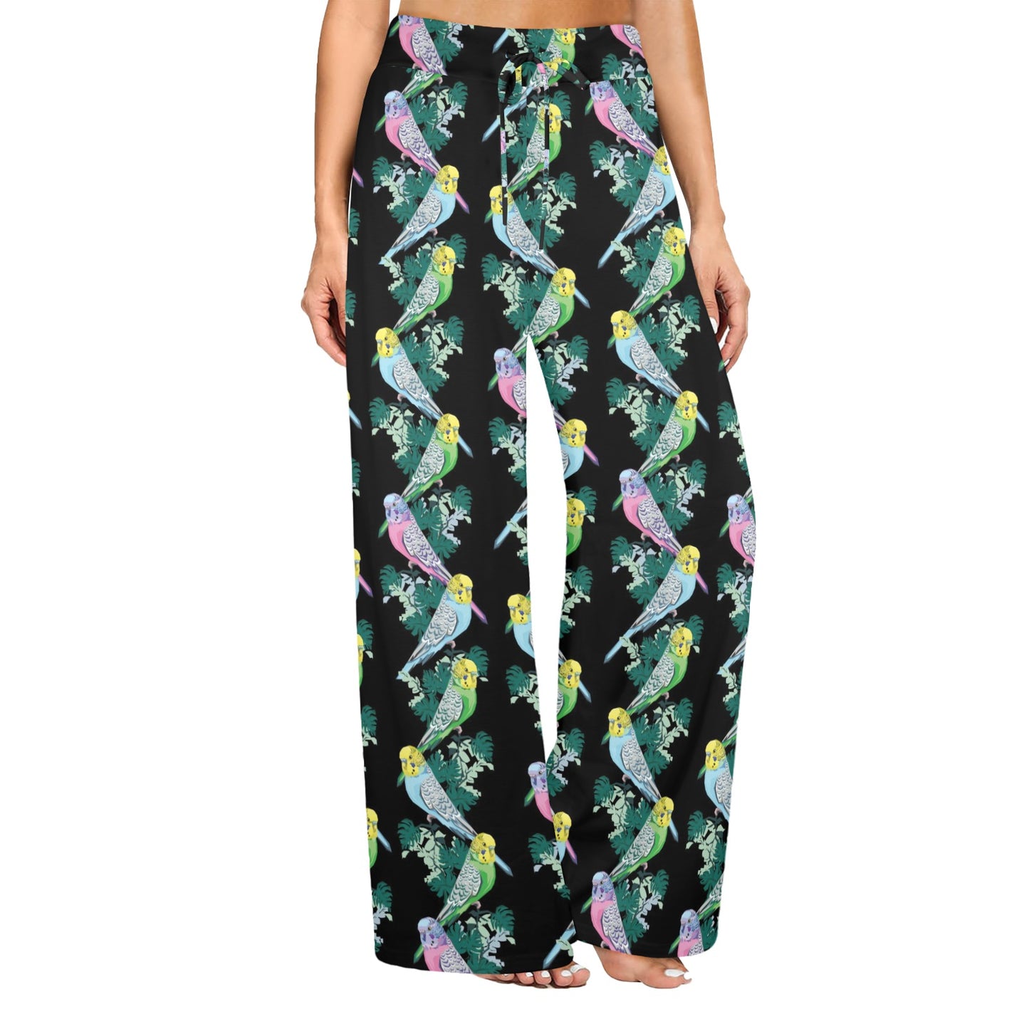 Budgerigar Pattern Print Design 03 Women's Wide Leg Lounge Pants