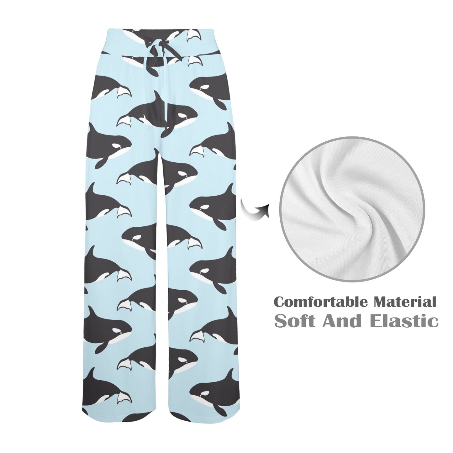 Killer Whale Pattern Print Design 01 Women's Wide Leg Lounge Pants
