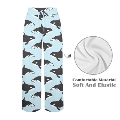 Killer Whale Pattern Print Design 01 Women's Wide Leg Lounge Pants