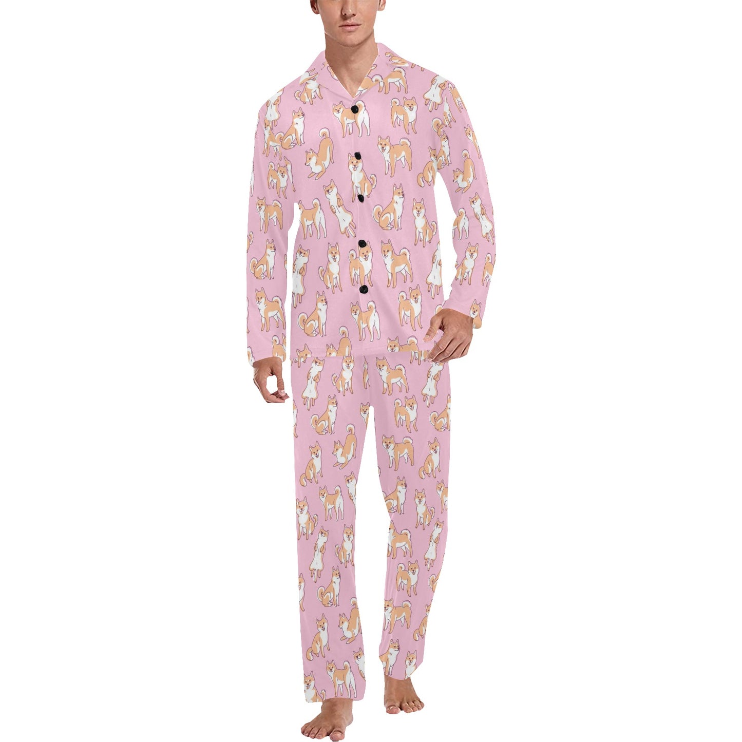 Shiba Inu Print Design LKS303 Men's Long Pajama Set