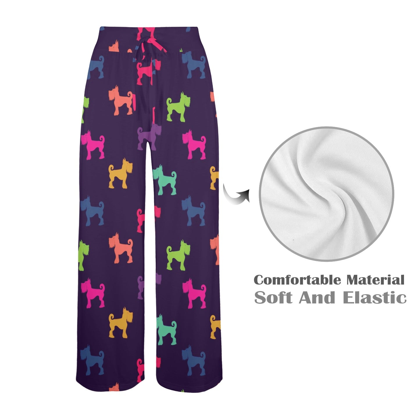 Schnauzers Pattern Print Design A05 Women's Wide Leg Lounge Pants