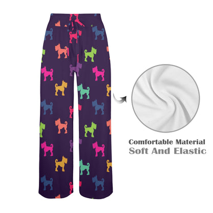 Schnauzers Pattern Print Design A05 Women's Wide Leg Lounge Pants