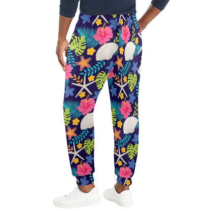 Beach Seashell Floral Theme Men's Casual Track Pants