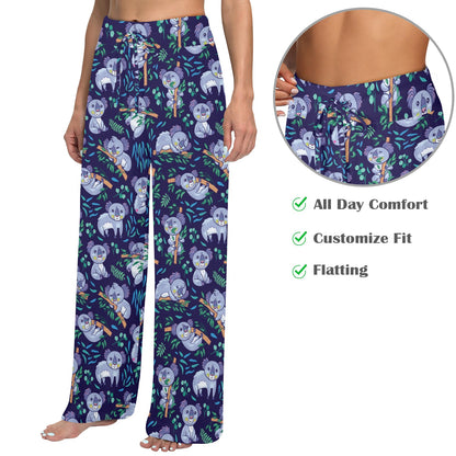 Koala Themed Design Print Women's Wide Leg Lounge Pants