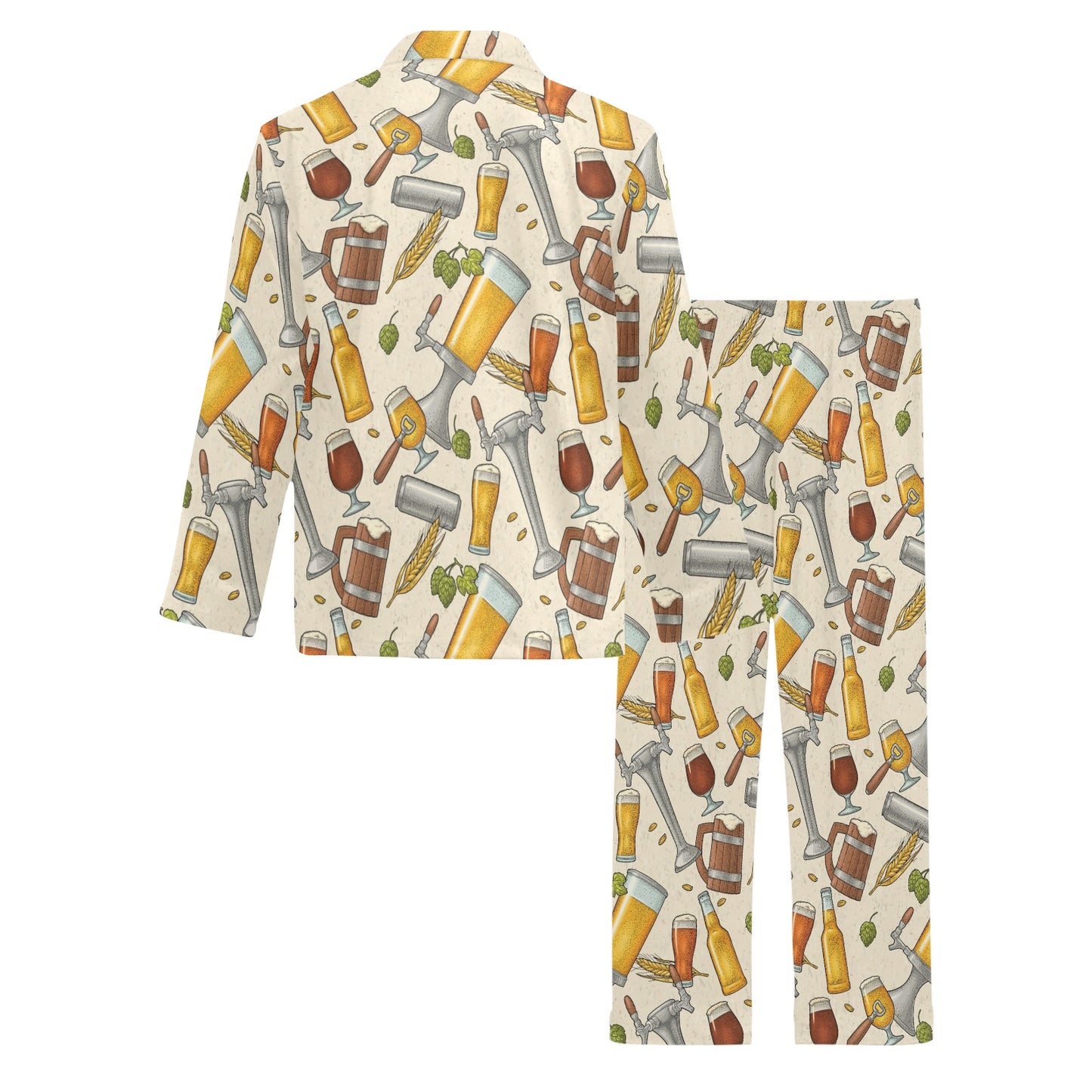 Beer Pattern Print Design 05 Men's Long Pajama Set