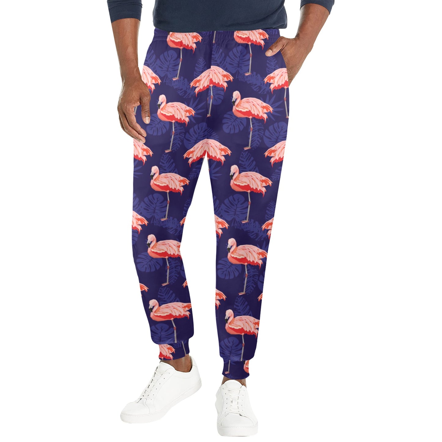 Flamingo Design Print Pattern JJ0181 Men's Casual Track Pants