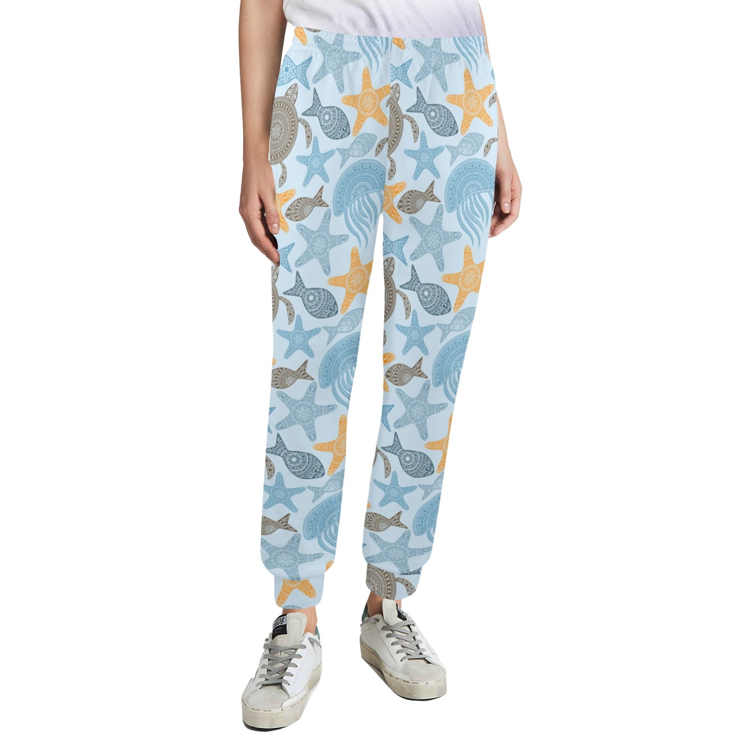 Polynesian Jellyfish Turtle Print Women's Casual Track Pants