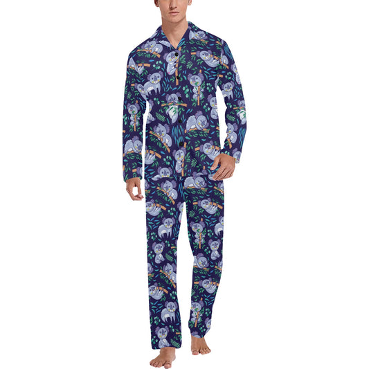 Koala Themed Design Print Men's Long Pajama Set