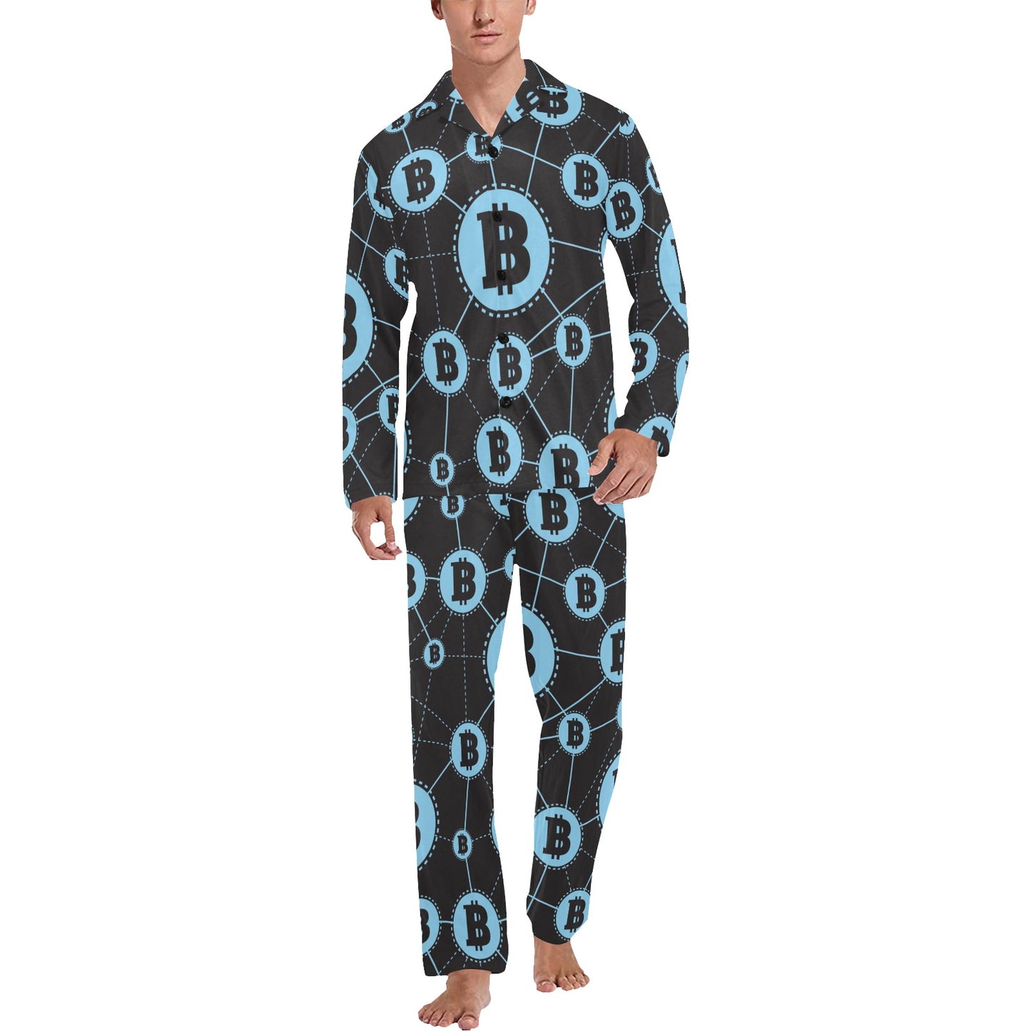 Cryptocurrency Pattern Print Design 02 Men's Long Pajama Set