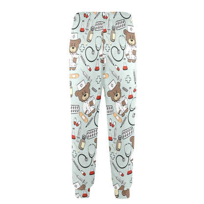 Nurse Bear Pattern Print Design A01 Men's Casual Track Pants