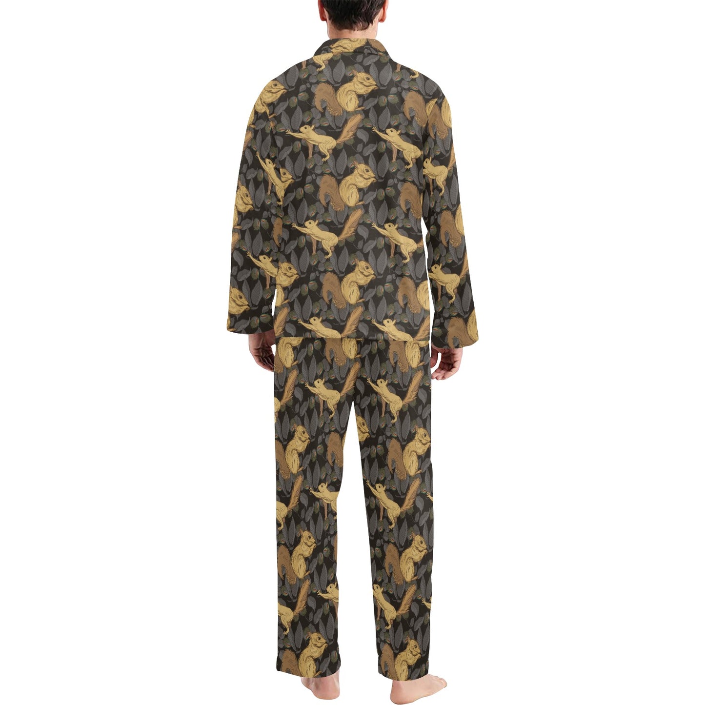 Squirrel Print Design LKS309 Men's Long Pajama Set